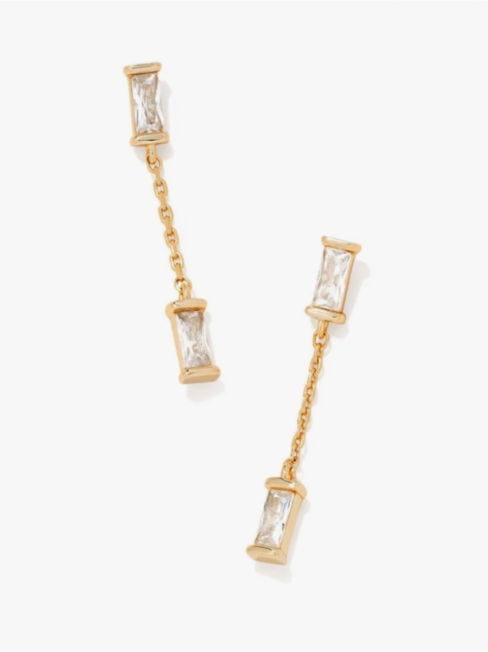 Kendra Scott Juliette Gold Drop Earrings - White Crystal